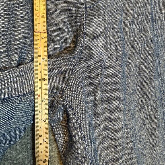 Old Navy Pants Womens Medium Blue Linen Blend Cropped Stretch Waist Boho - Picture 7 of 12
